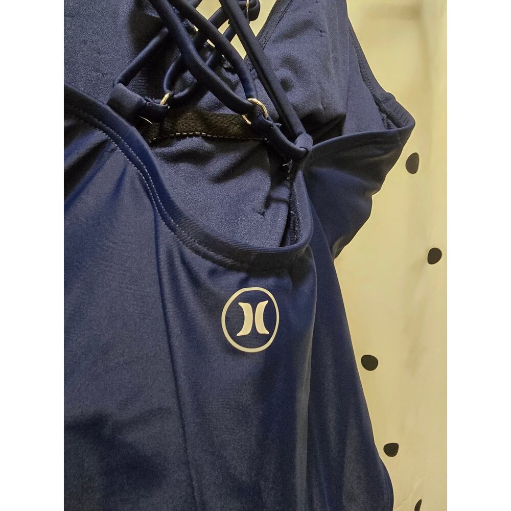 Hurley navy blue strappy back one piece swimsuit removable padding size small - Picture 6 of 9